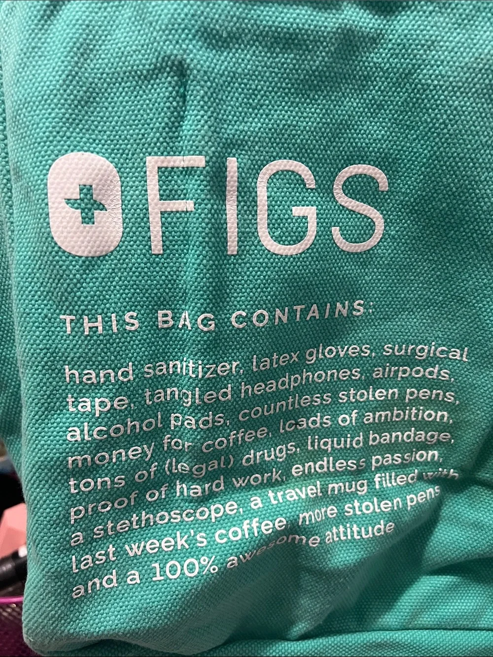 Figs Large Tote Bag in Teal Green